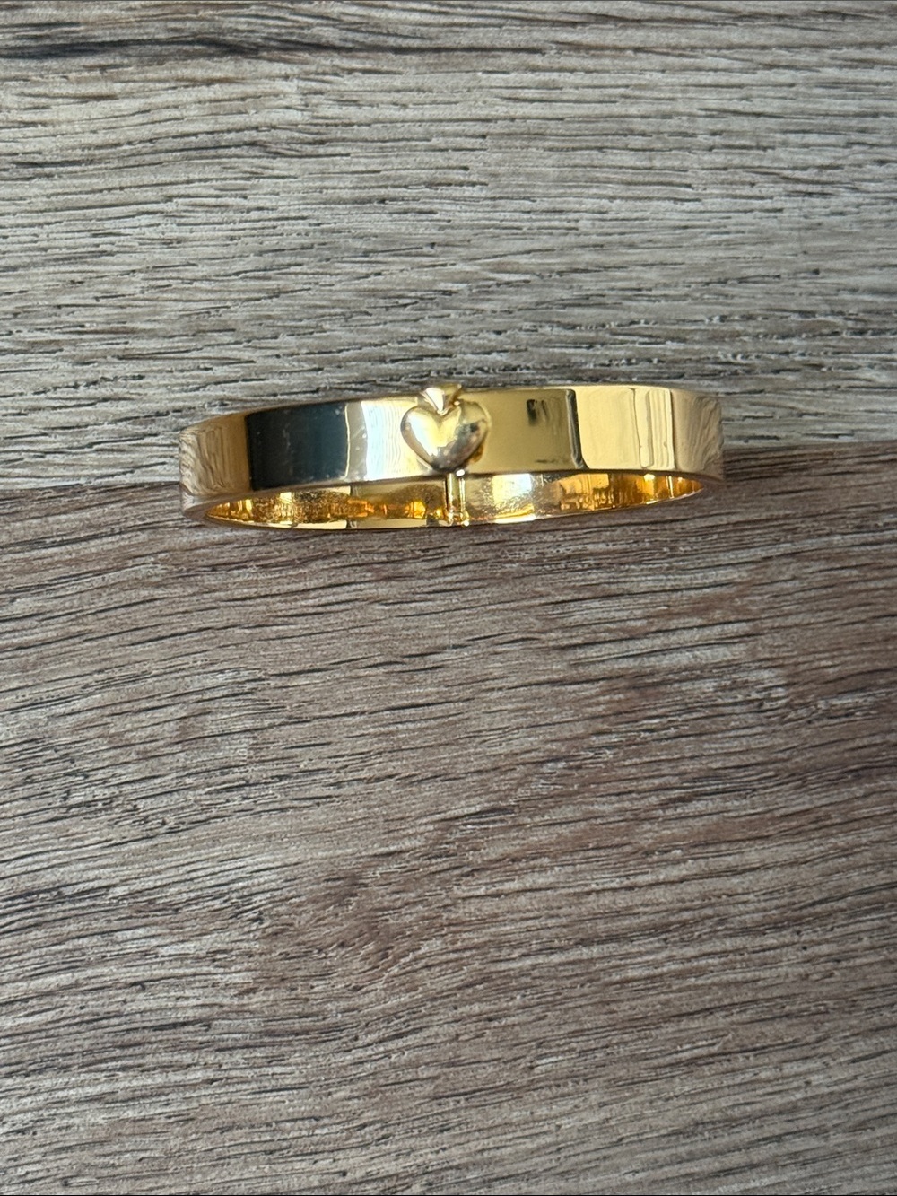 Kate Spade Hole Punch Heart Hinged Bangle Gold Plated with Dust Bag